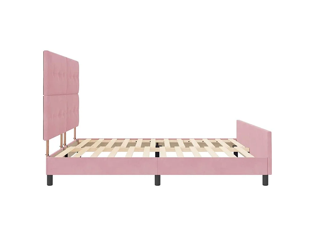 Letto a molle con testiera Rosa 200 x 200 cm Velluto