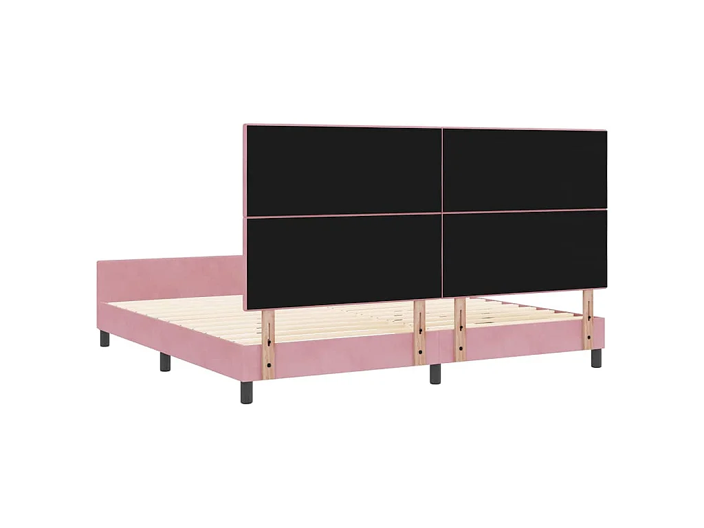 Letto a molle con testiera Rosa 200 x 200 cm Velluto