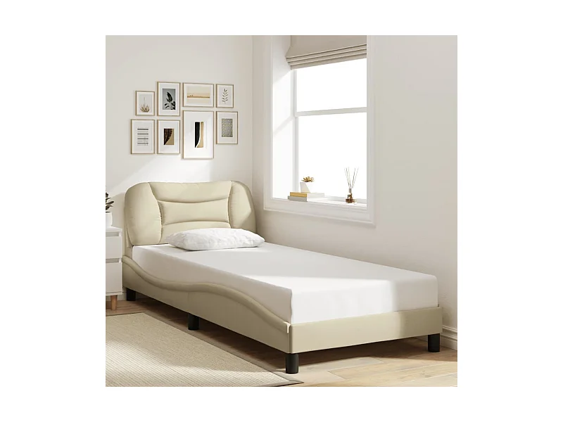 Bettgestell ohne Matratze "Hvar" Creme 80x200 cm Stoff