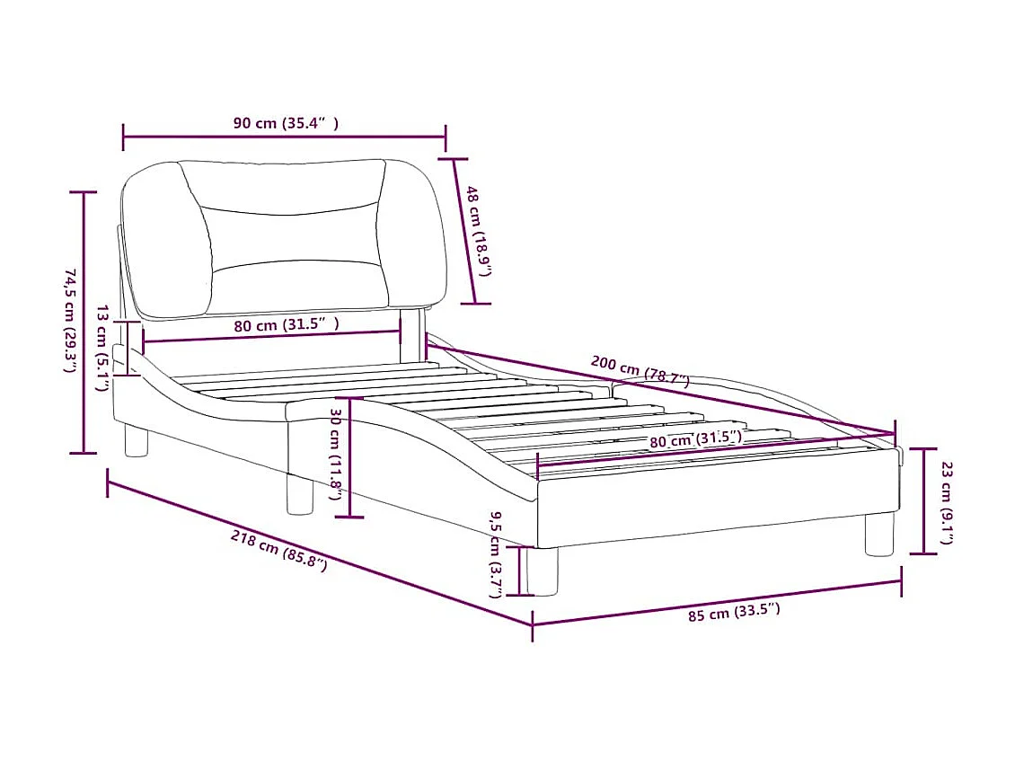 Bettgestell ohne Matratze "Hvar" Creme 80x200 cm Stoff