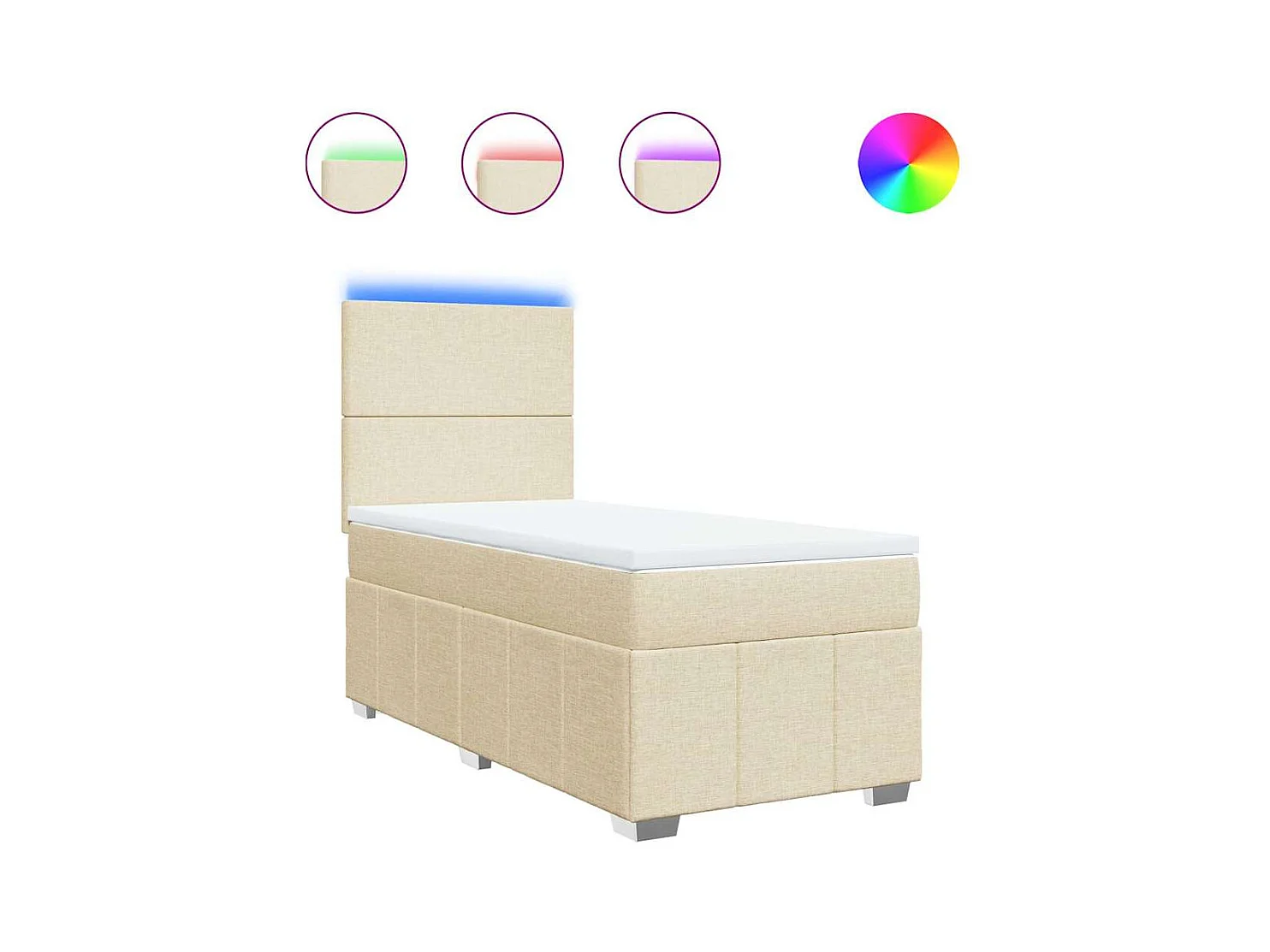 Cama com molas/colchão 80x200 cm tecido cor crème