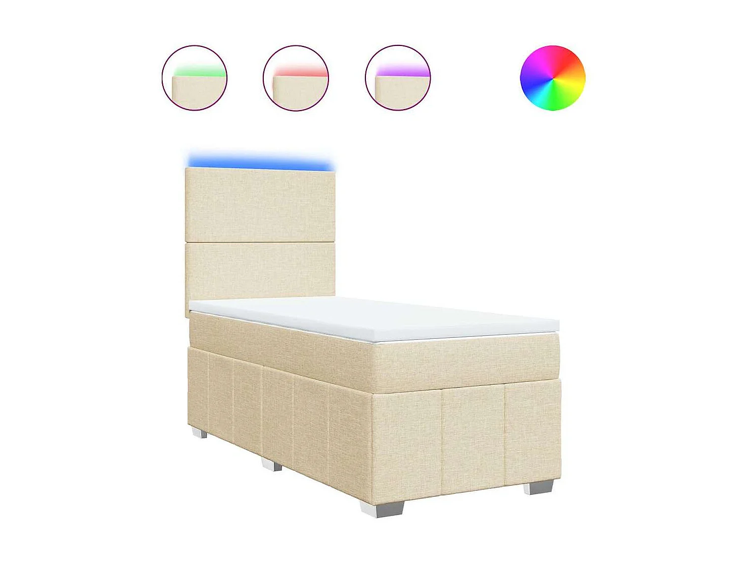 Sommier à lattes de lit avec matelas Crème 80x200 cm Tissu