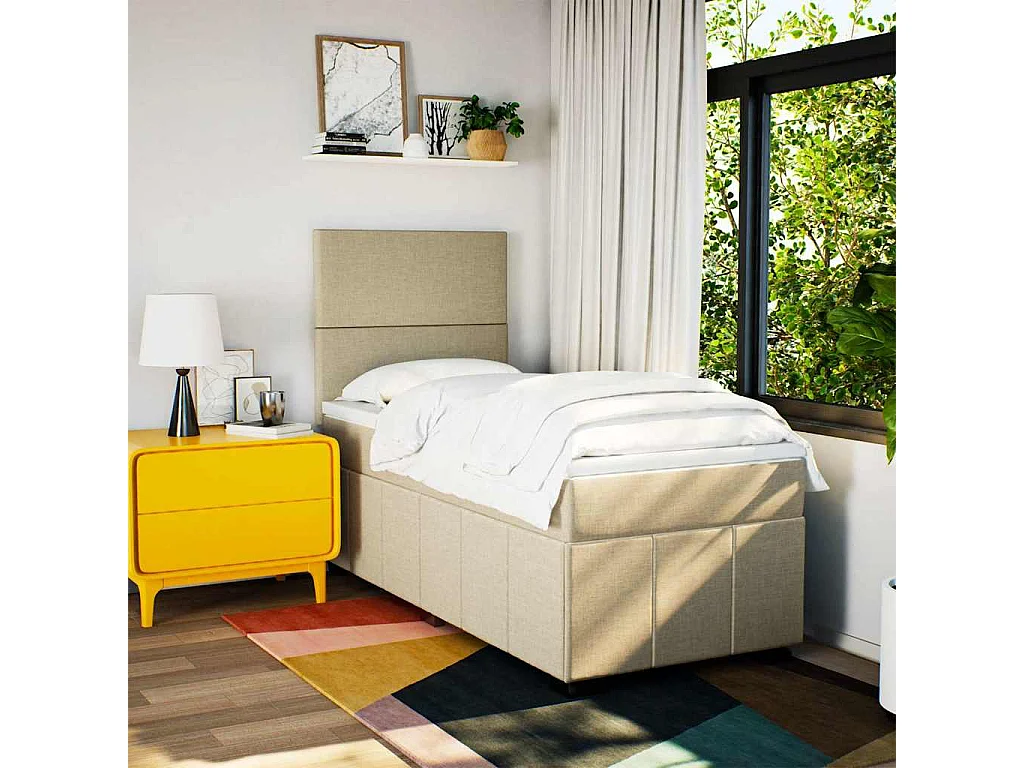 Cama com molas/colchão 80x200 cm tecido cor crème