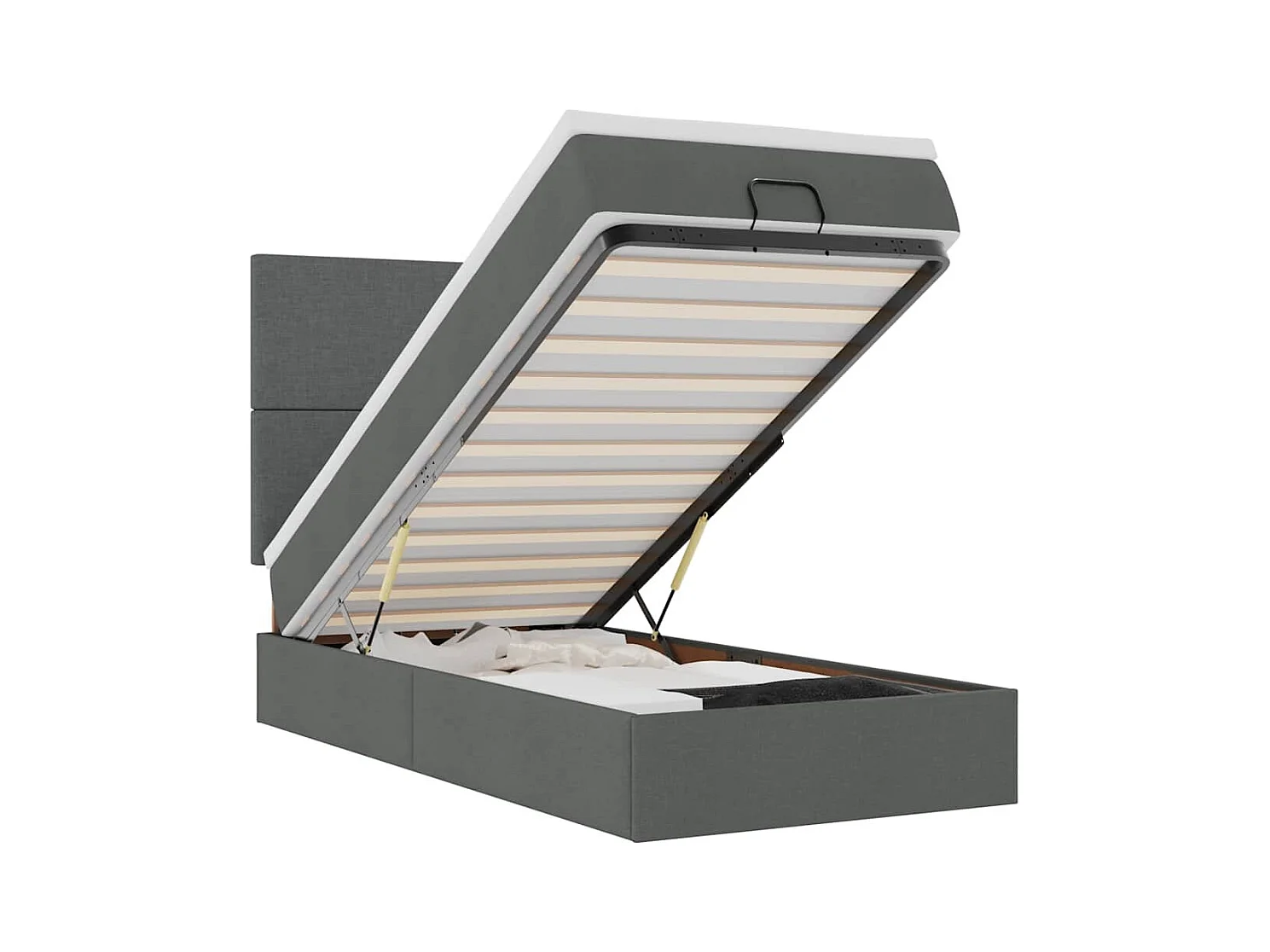 Lit ottoman avec matelas et LED Gris foncé 80x200cm tissu