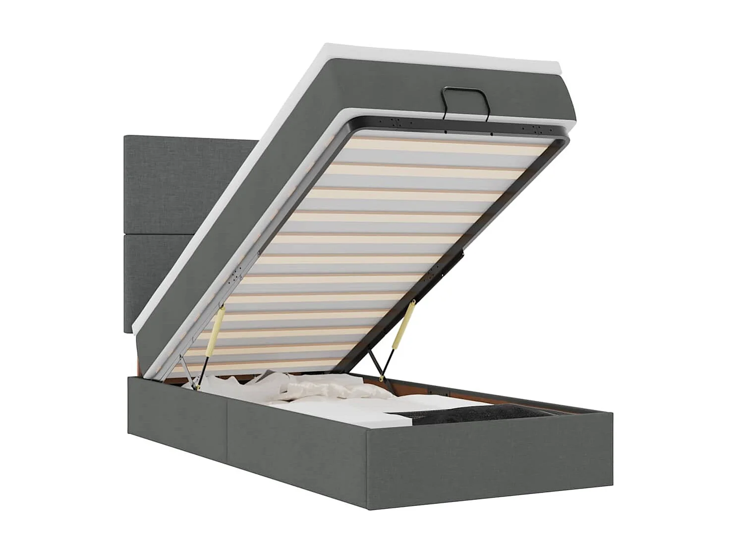 Bed poef met matras en LED's stof 80x200 cm donkergrijs