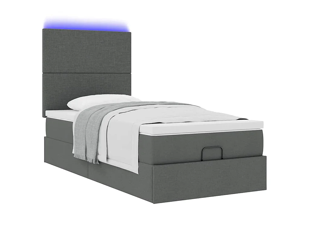 Bed poef met matras en LED's stof 80x200 cm donkergrijs