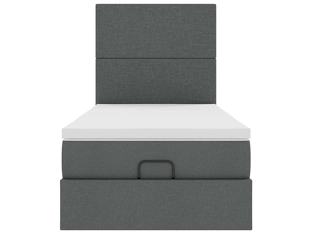 Bed poef met matras en LED's stof 80x200 cm donkergrijs