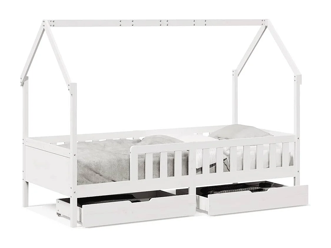 Kinderbedframe met lades 80x200 cm massief grenenhout