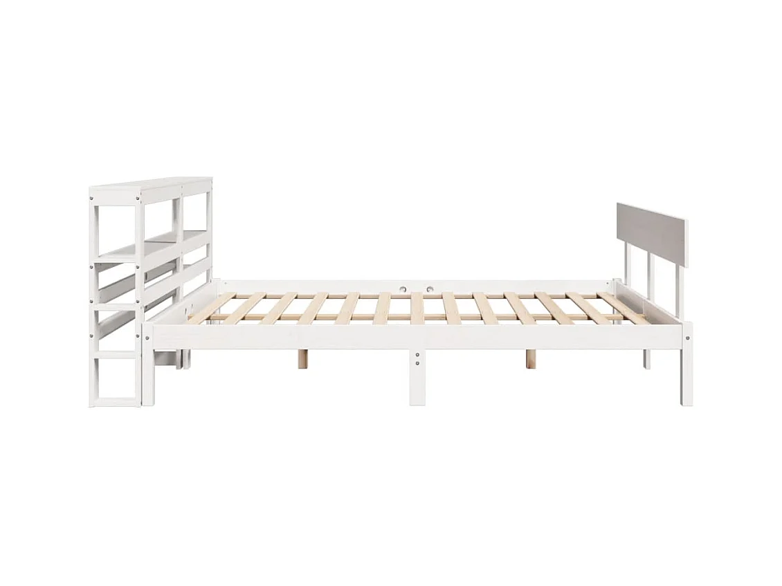 Massivholzbett ohne Matratze Weiß 135x190 cm Kiefernholz