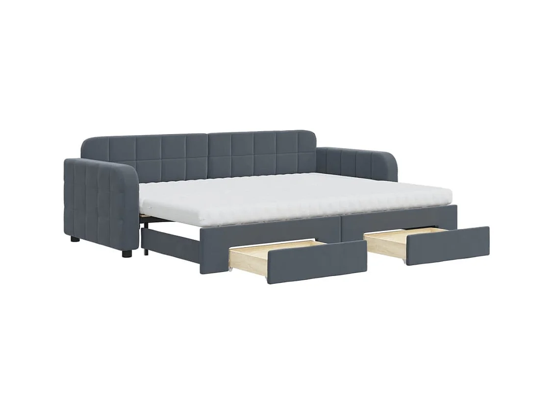 Divano Letto Estraibile Cassetti Grigio Scuro 80x200cm Velluto