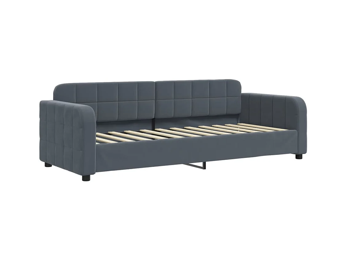 Divano Letto Estraibile Cassetti Grigio Scuro 80x200cm Velluto