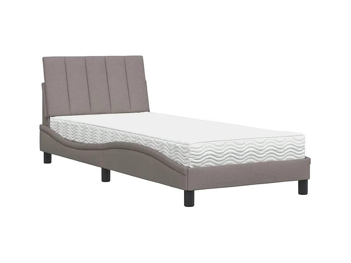 Bett mit Matratze "Hanko" Taupe 80x200 cm Stoff