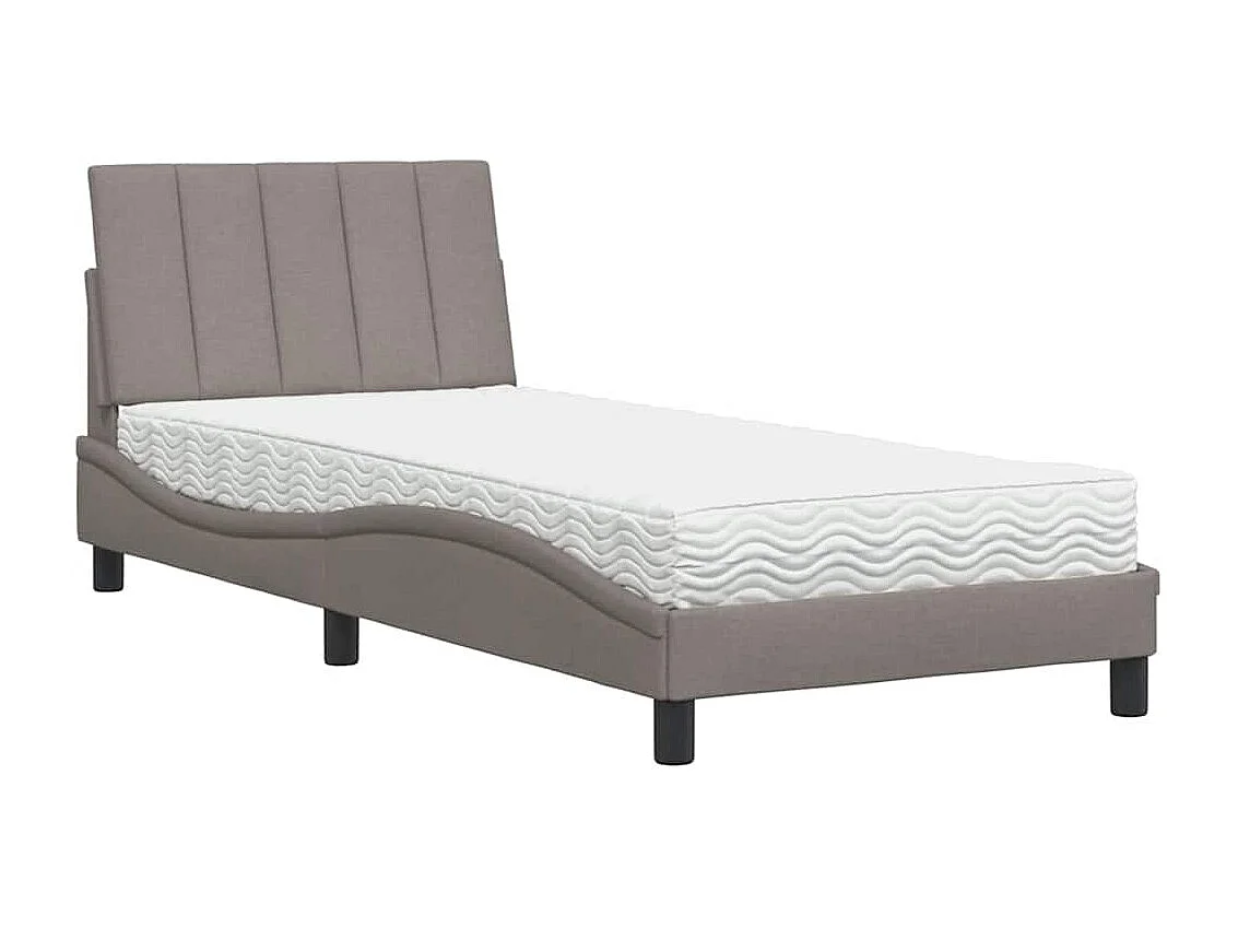 Cama con colchón Hanko tela gris taupe 80x200 cm
