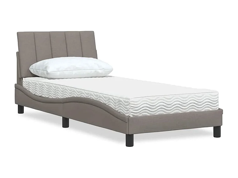 Bett mit Matratze "Hanko" Taupe 80x200 cm Stoff