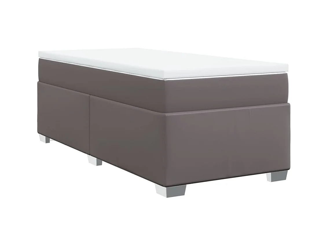 Boxspringbett mit Matratze Grau 80x200 cm Kunstleder