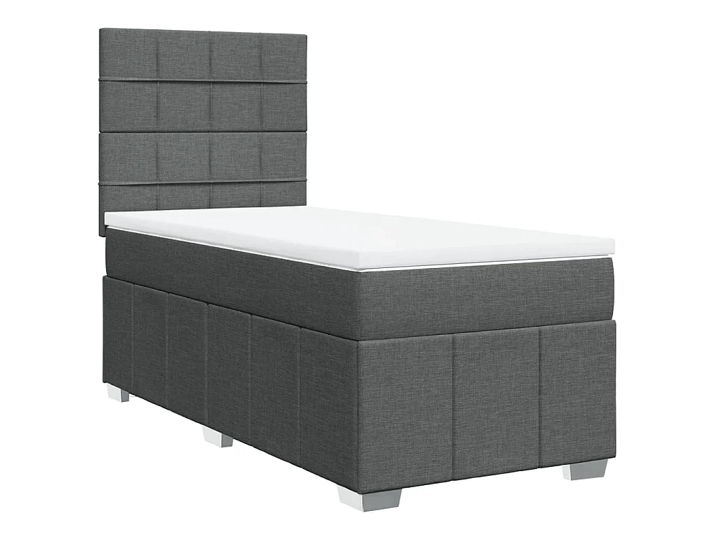 Cama box spring con colchón tela gris oscuro 80x200 cm