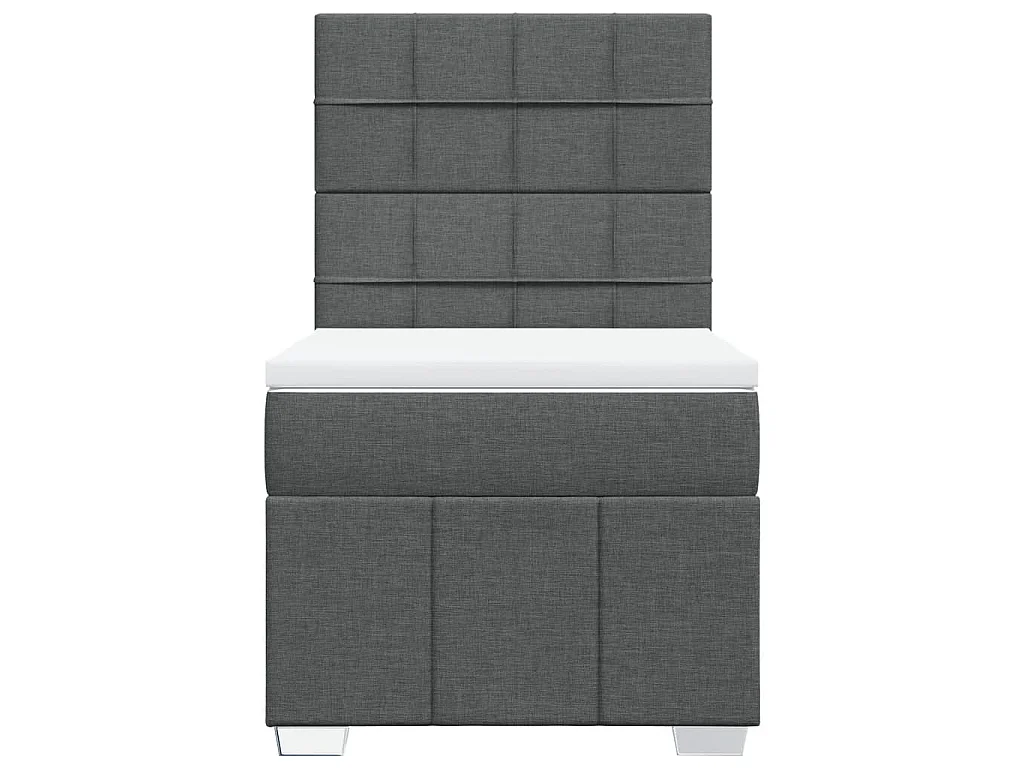 Cama box spring con colchón tela gris oscuro 80x200 cm