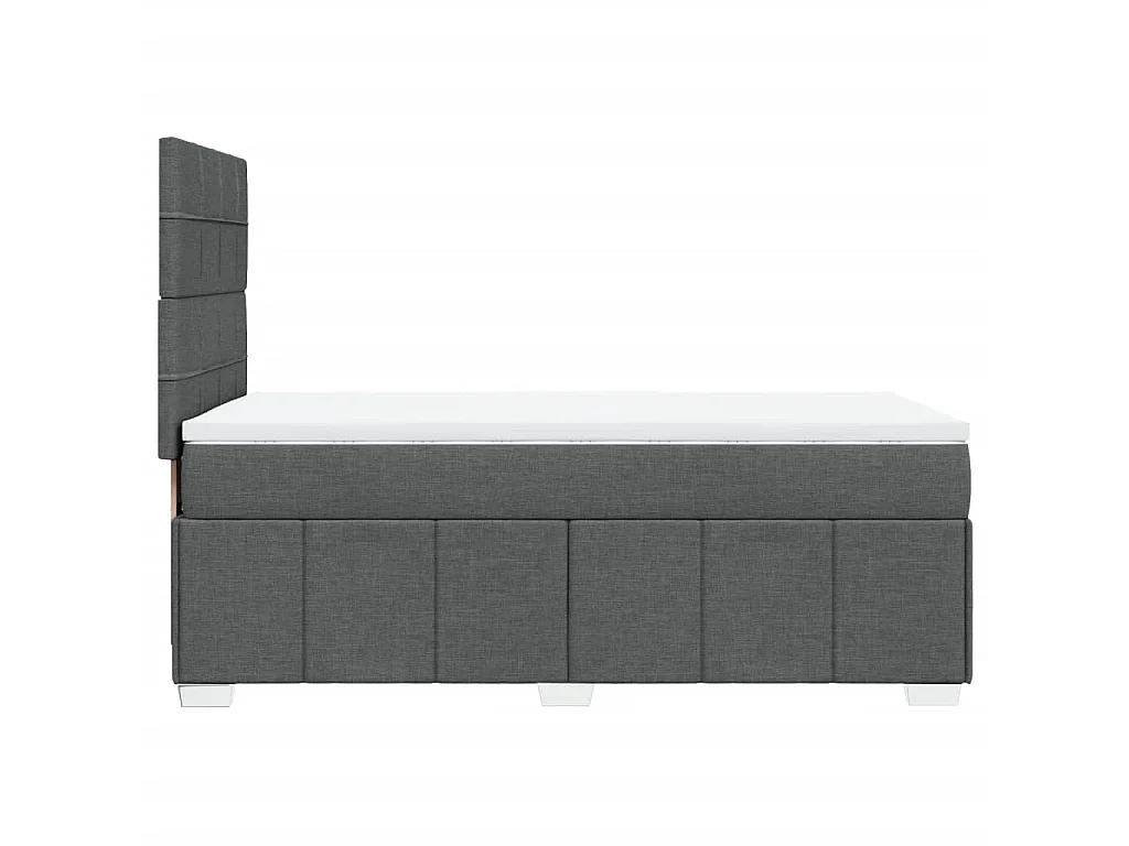 Cama box spring con colchón tela gris oscuro 80x200 cm