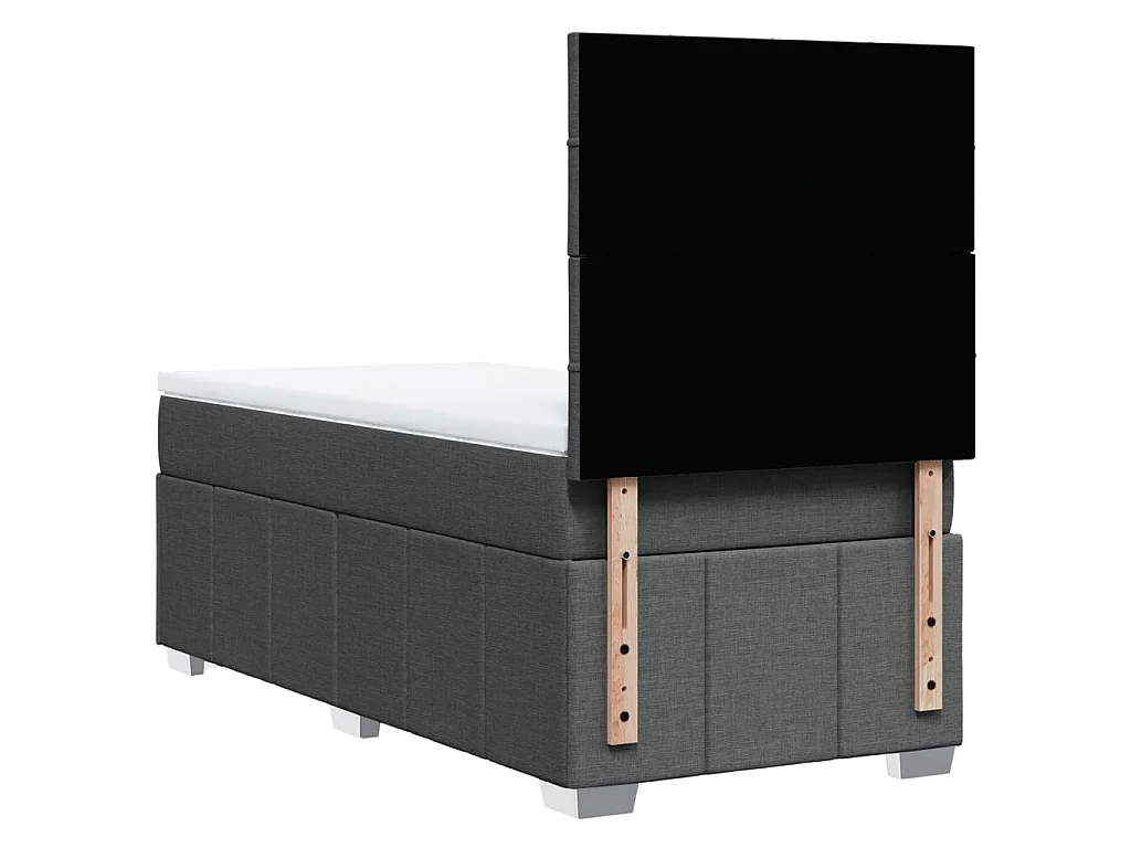Cama box spring con colchón tela gris oscuro 80x200 cm
