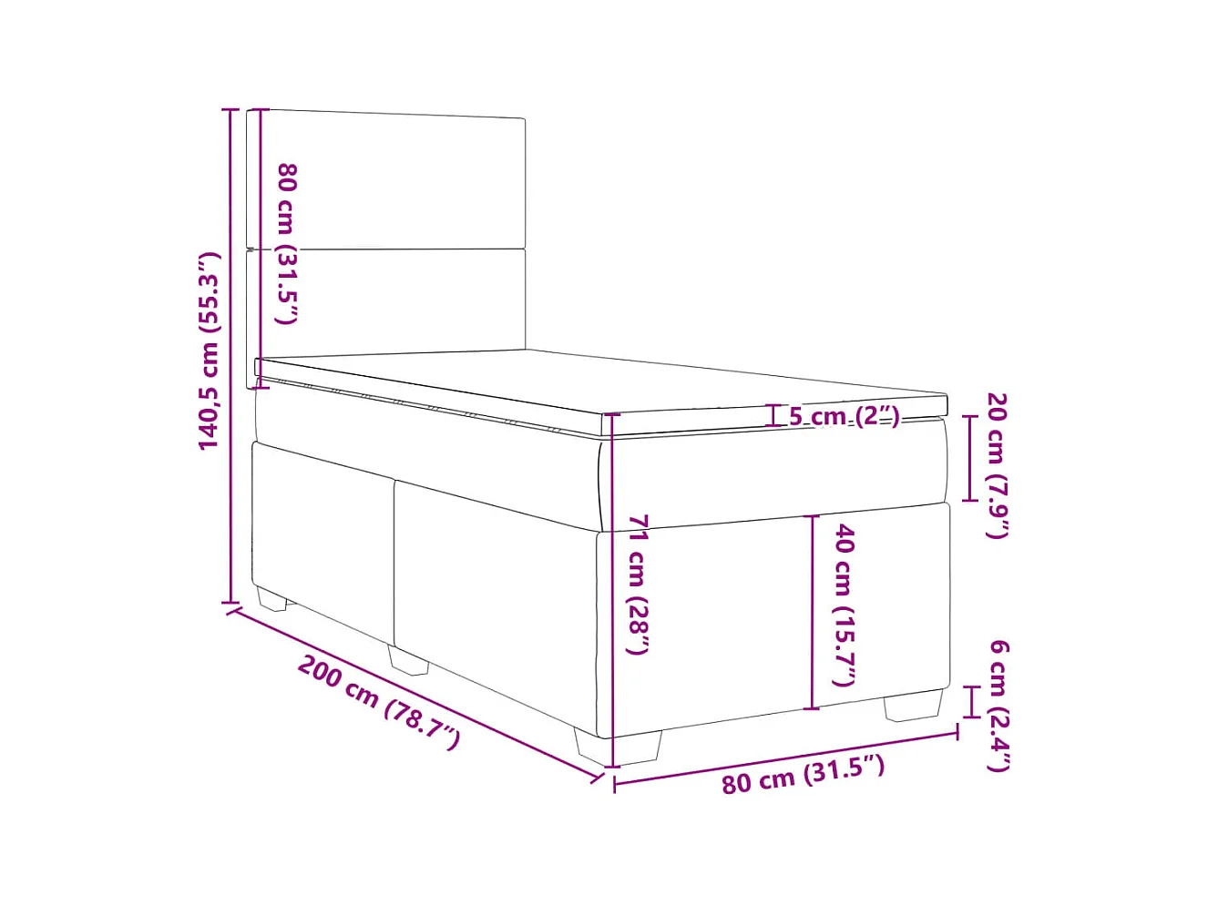 Boxspringbett mit Matratze Dunkelgrün 80x200 cm Samt