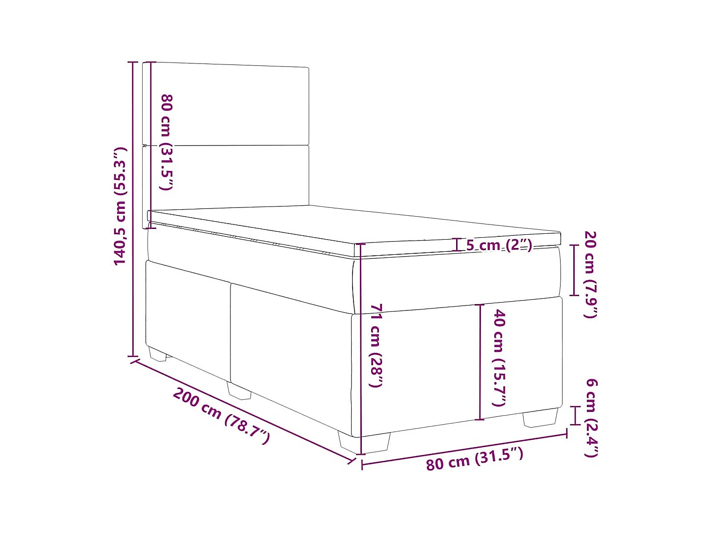 Boxspring met matras fluweel donkergroen 80x200 cm