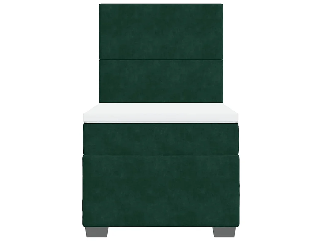 Cama box spring con colchón terciopelo verde oscuro 80x200 cm