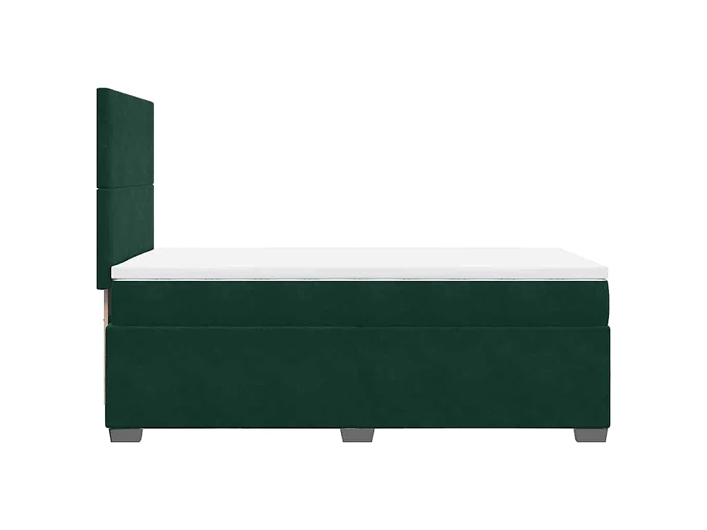 Cama box spring con colchón terciopelo verde oscuro 80x200 cm