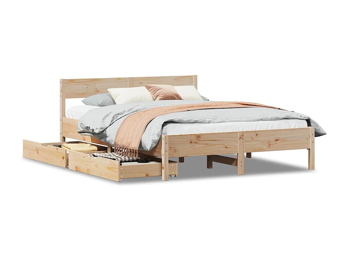 Cadre de lit sans matelas 135x190 cm bois de pin massif