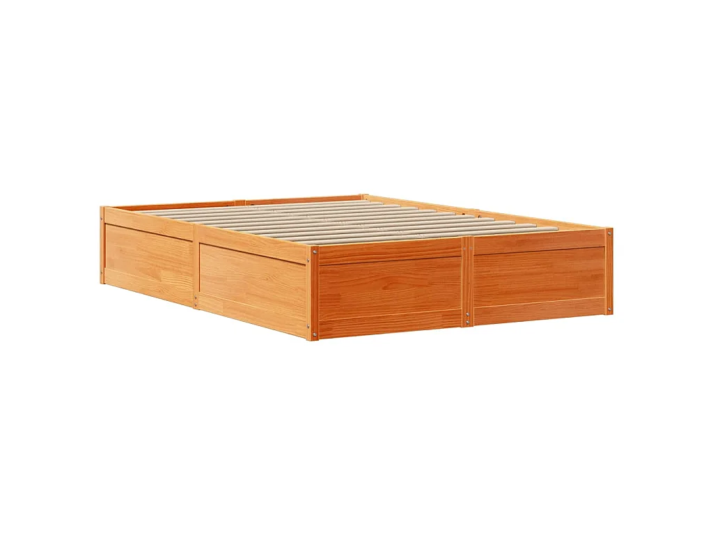 Letto senza Materasso Marrone Cera 135x190 cm in Legno di Pino