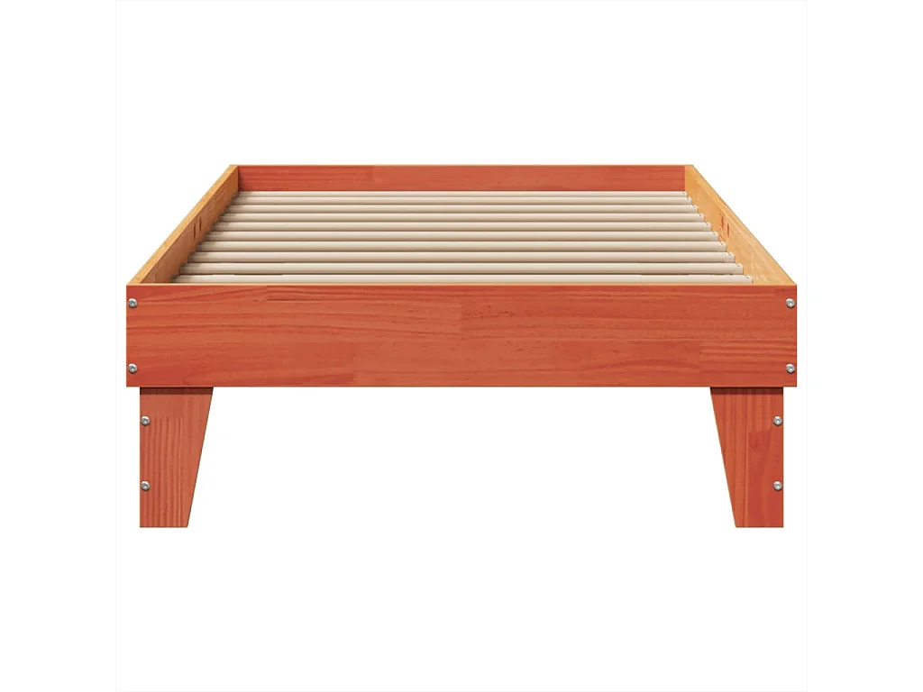 Bedframe zonder matras massief grenenhout wasbruin 75x190 cm