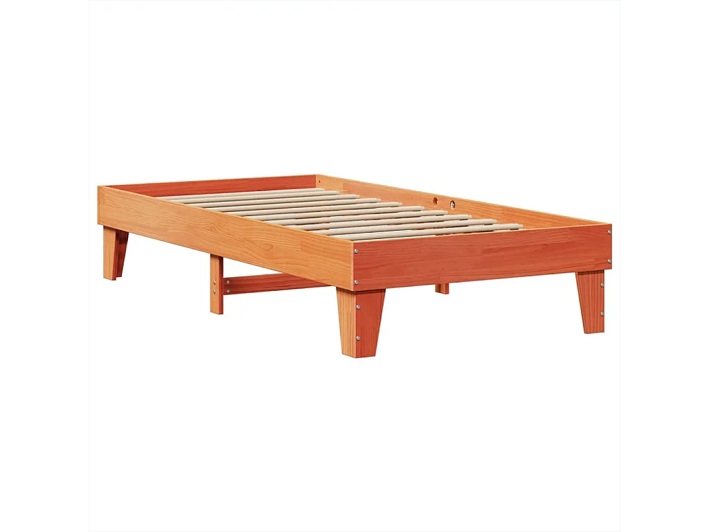 Bedframe zonder matras massief grenenhout wasbruin 75x190 cm
