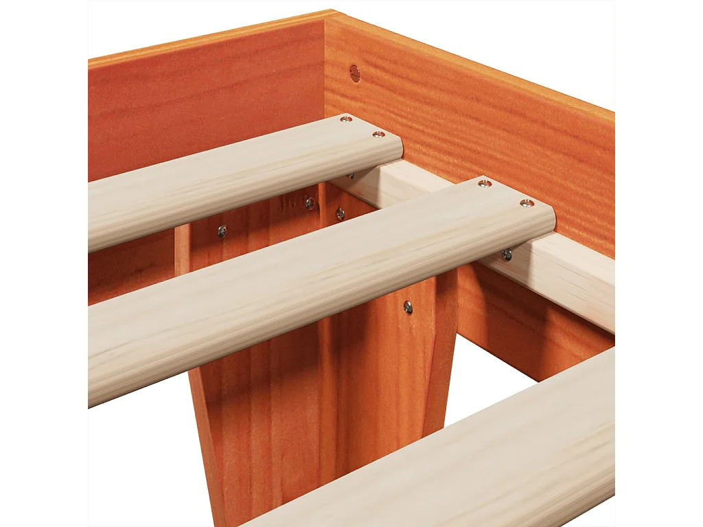 Bedframe zonder matras massief grenenhout wasbruin 75x190 cm