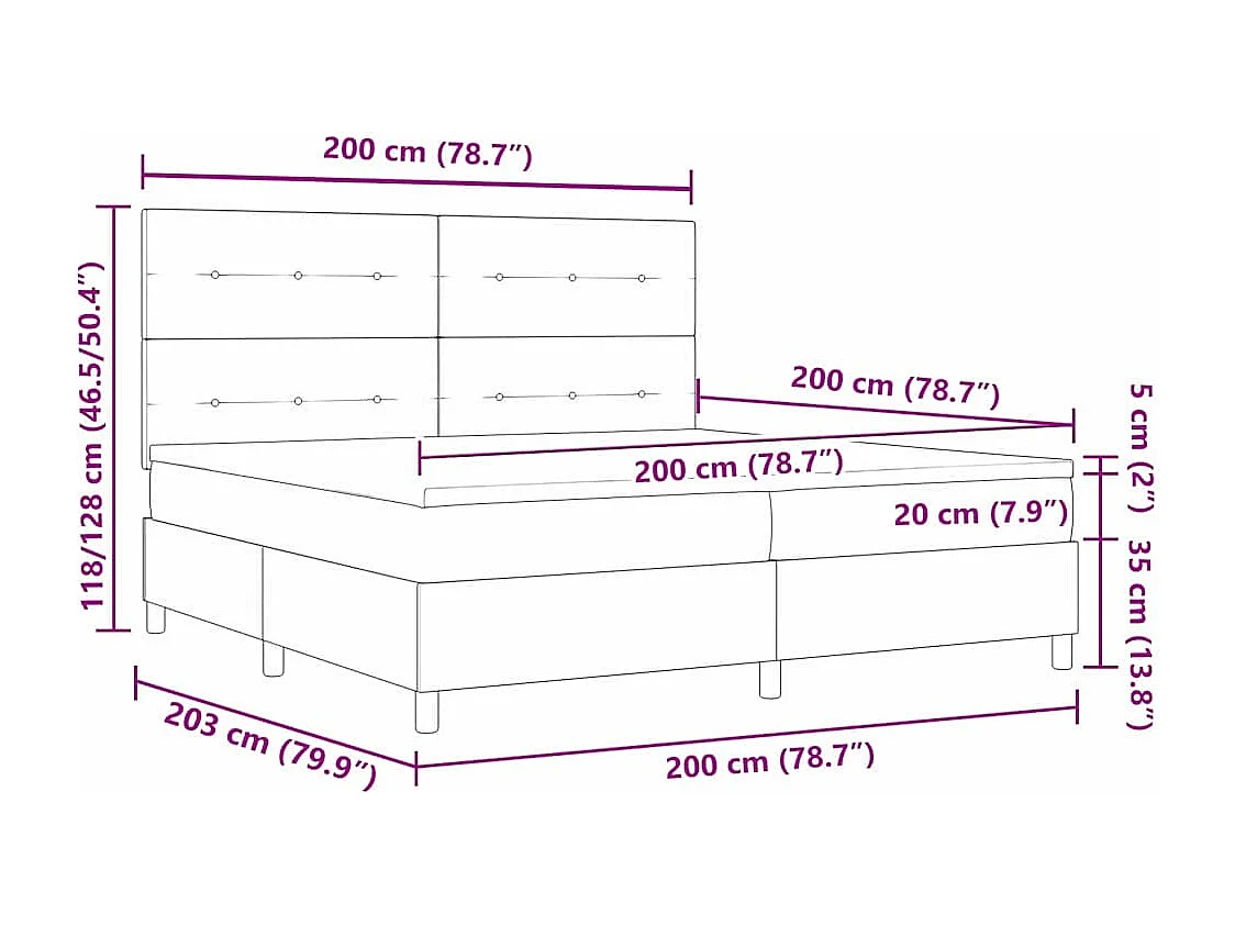 Boxspringbett mit Matratze Dunkelgrau 200 x 200 cm Samt