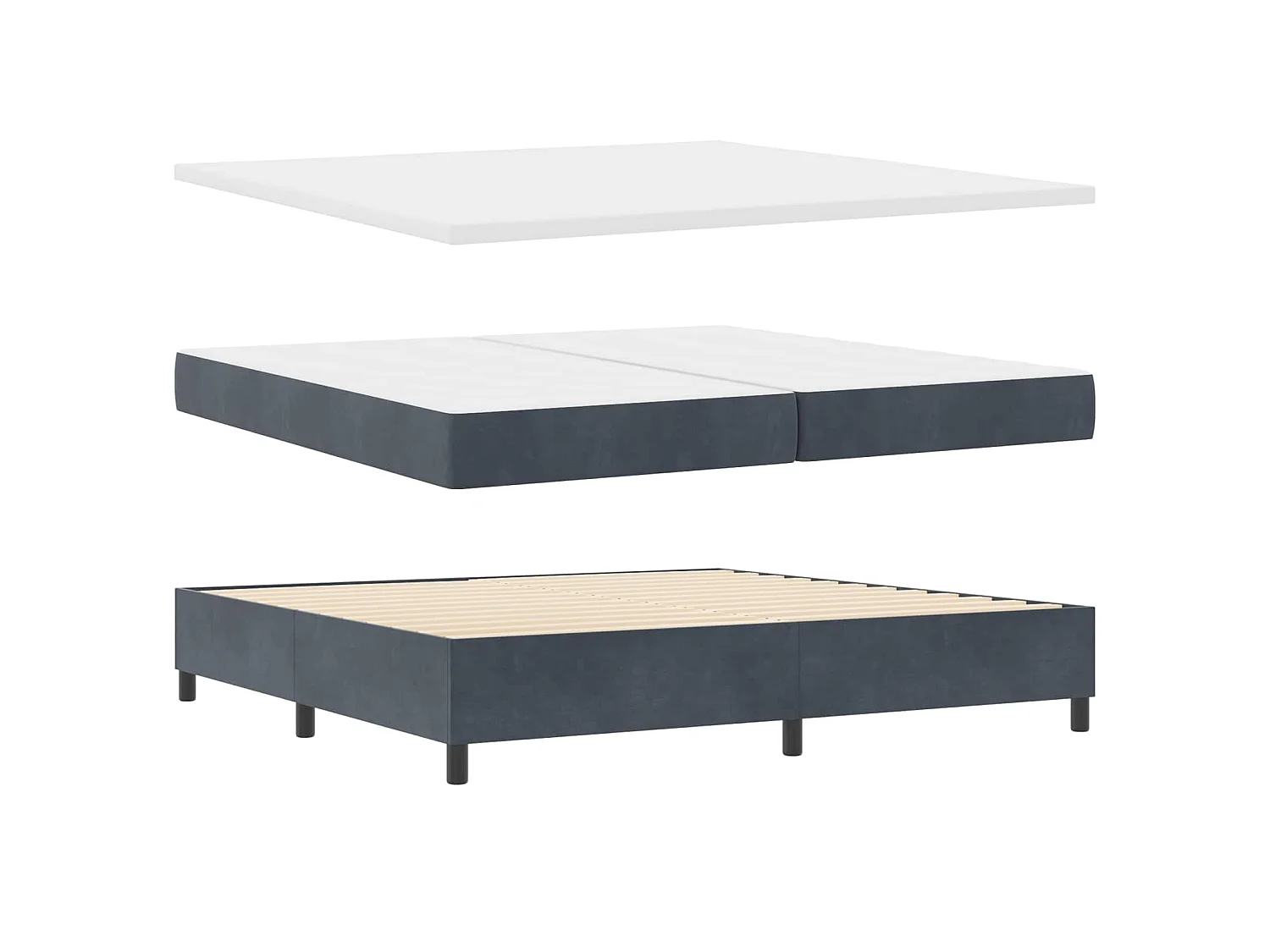 Letto a molle con testiera Grigio scuro 200 x 200 cm Velluto