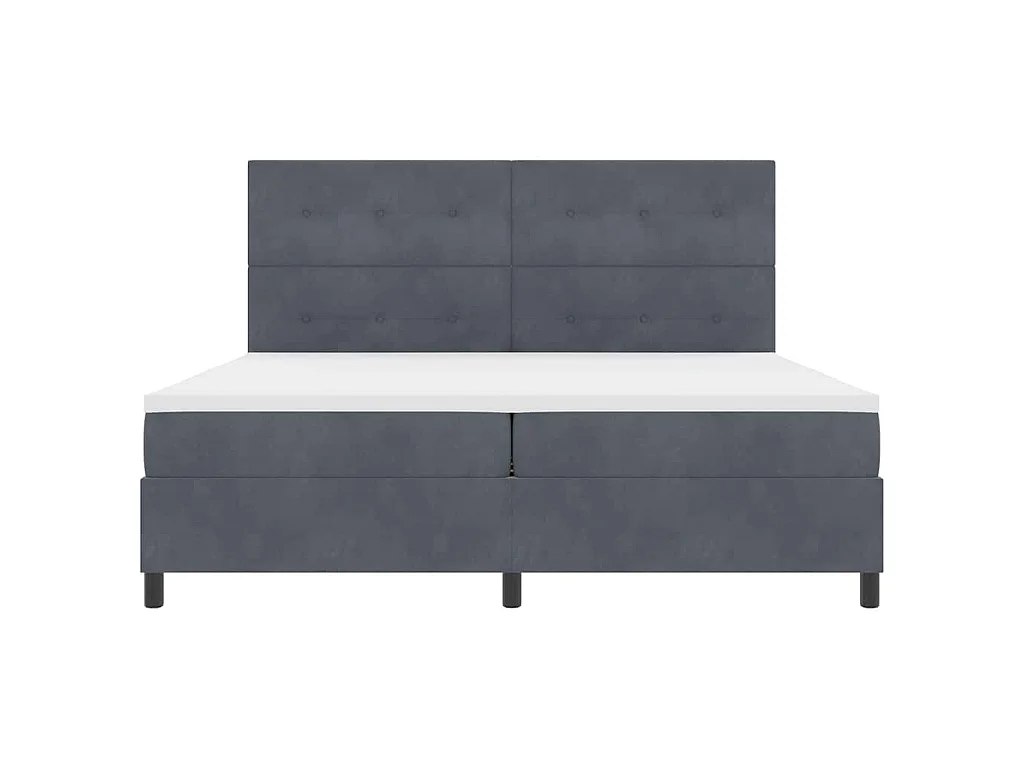 Letto a molle con testiera Grigio scuro 200 x 200 cm Velluto