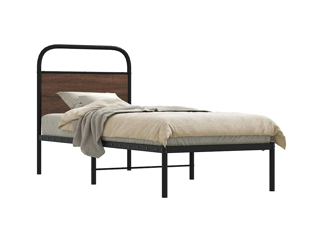 Cadre de lit sans matelas 75x190cm chêne marron bois ingénierie