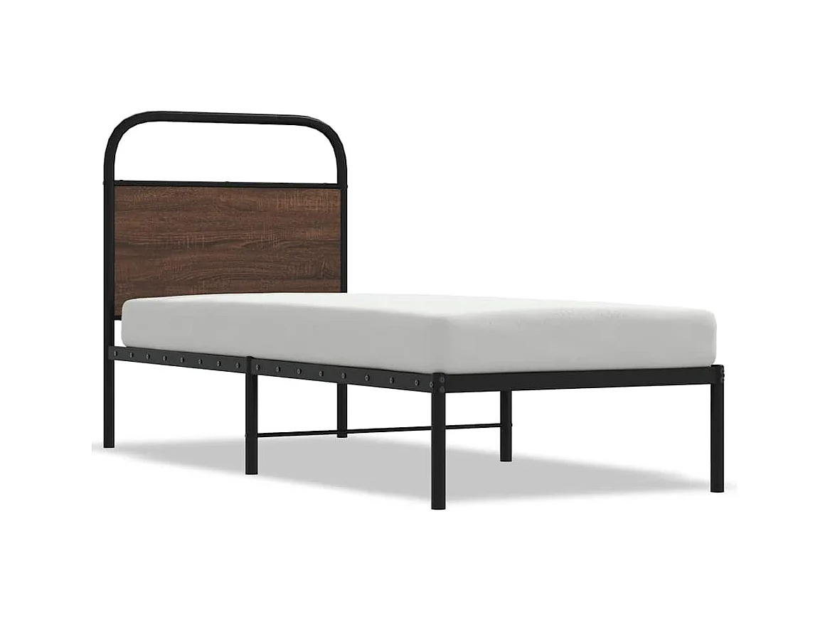 Cadre de lit sans matelas 75x190cm chêne marron bois ingénierie