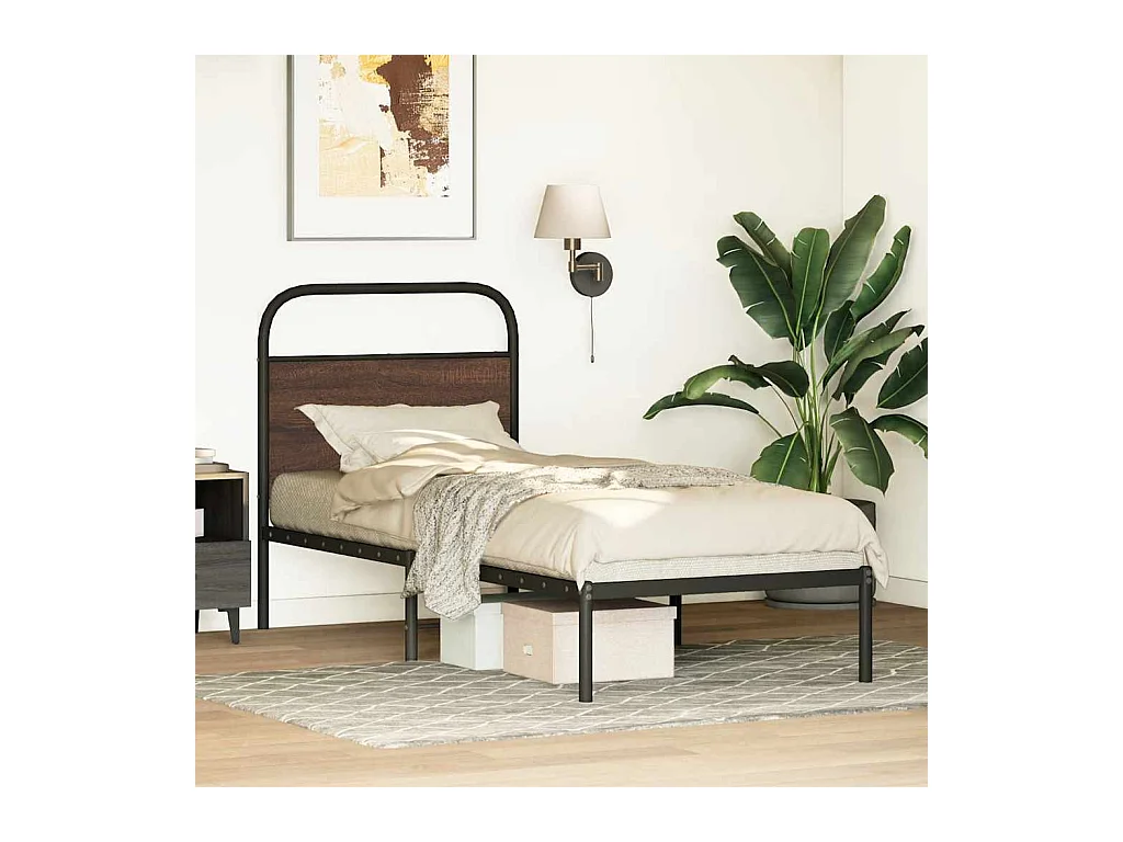 Bettgestell ohne Matratze 75x190 cm Braun Eichen-Optik
