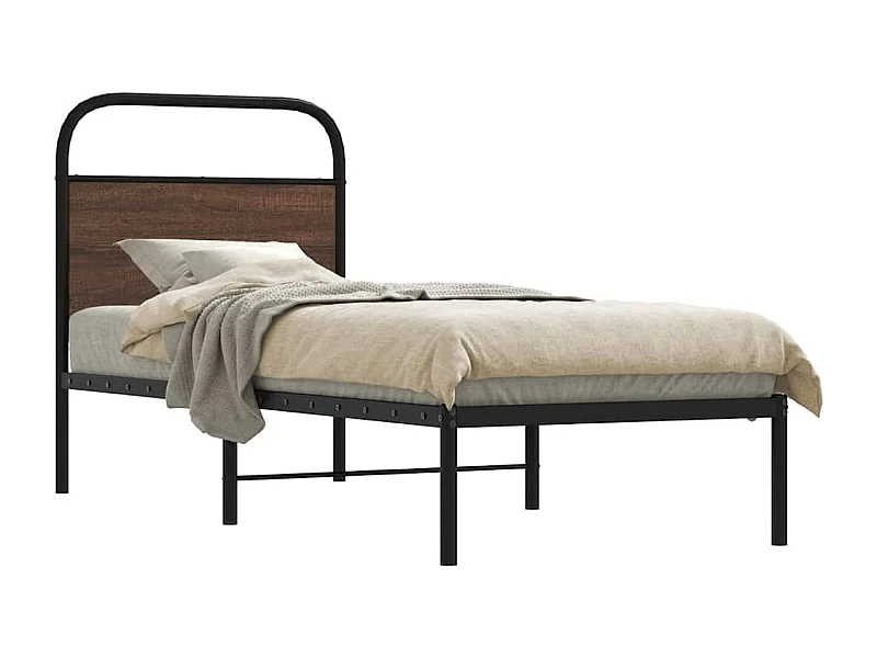 Cadre de lit sans matelas 75x190cm chêne marron bois ingénierie