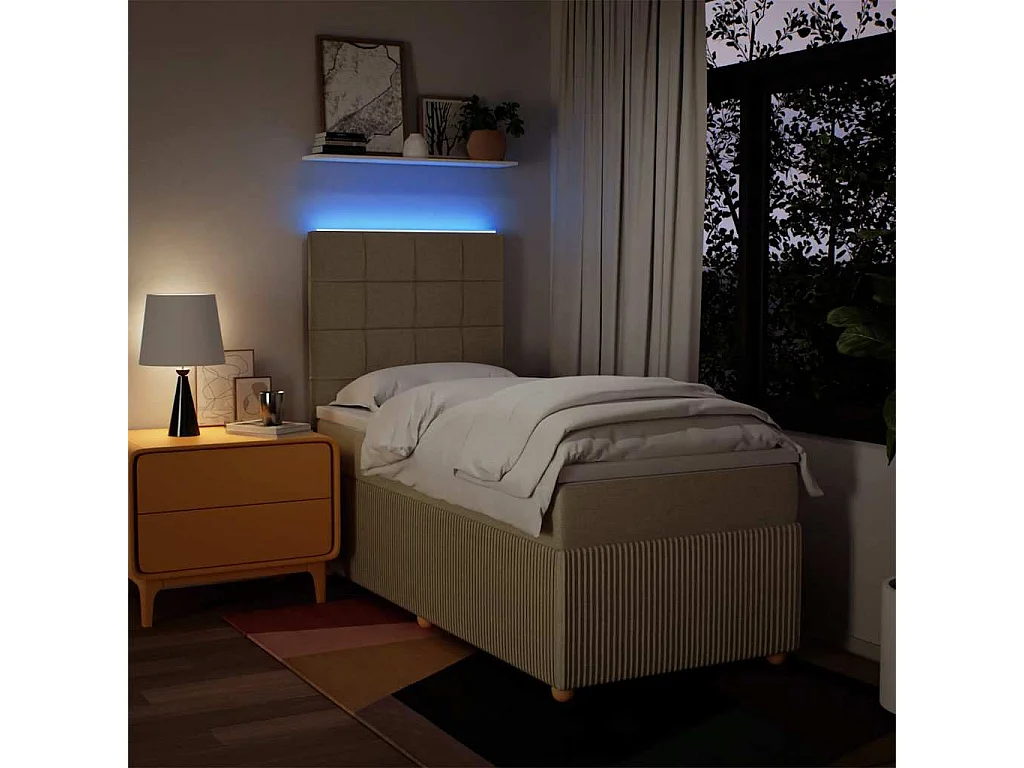 Sommier à lattes de lit avec matelas Crème 80x200 cm Tissu