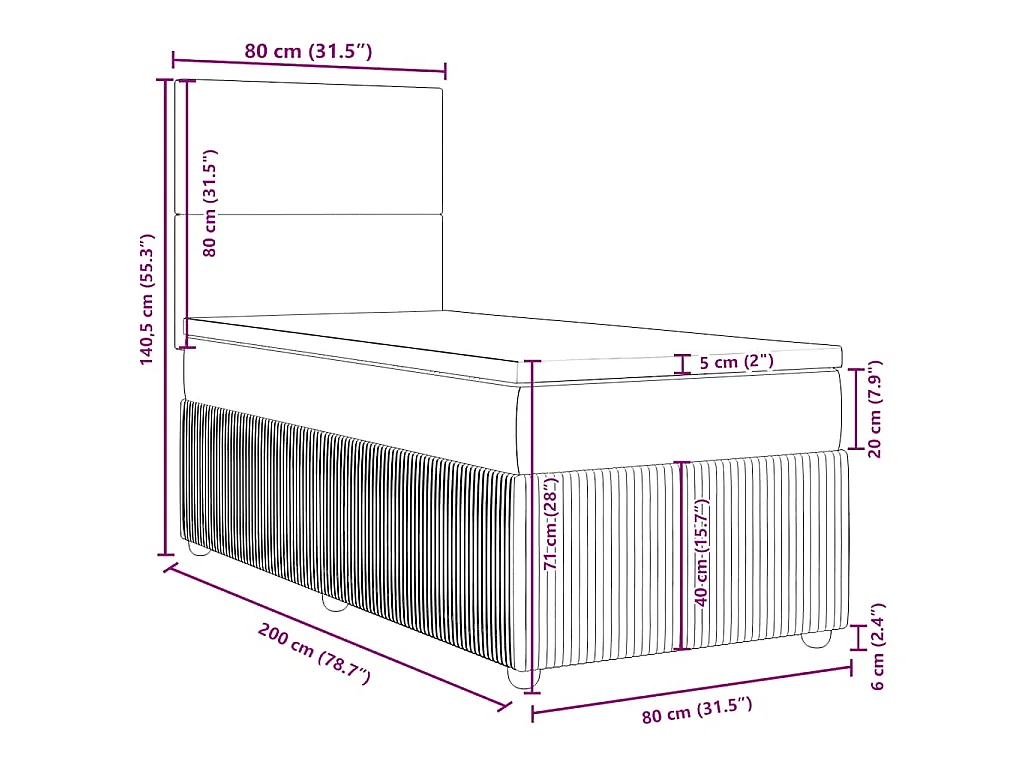 Giroletto a Molle con Materasso Blu 80x200 cm inTessuto