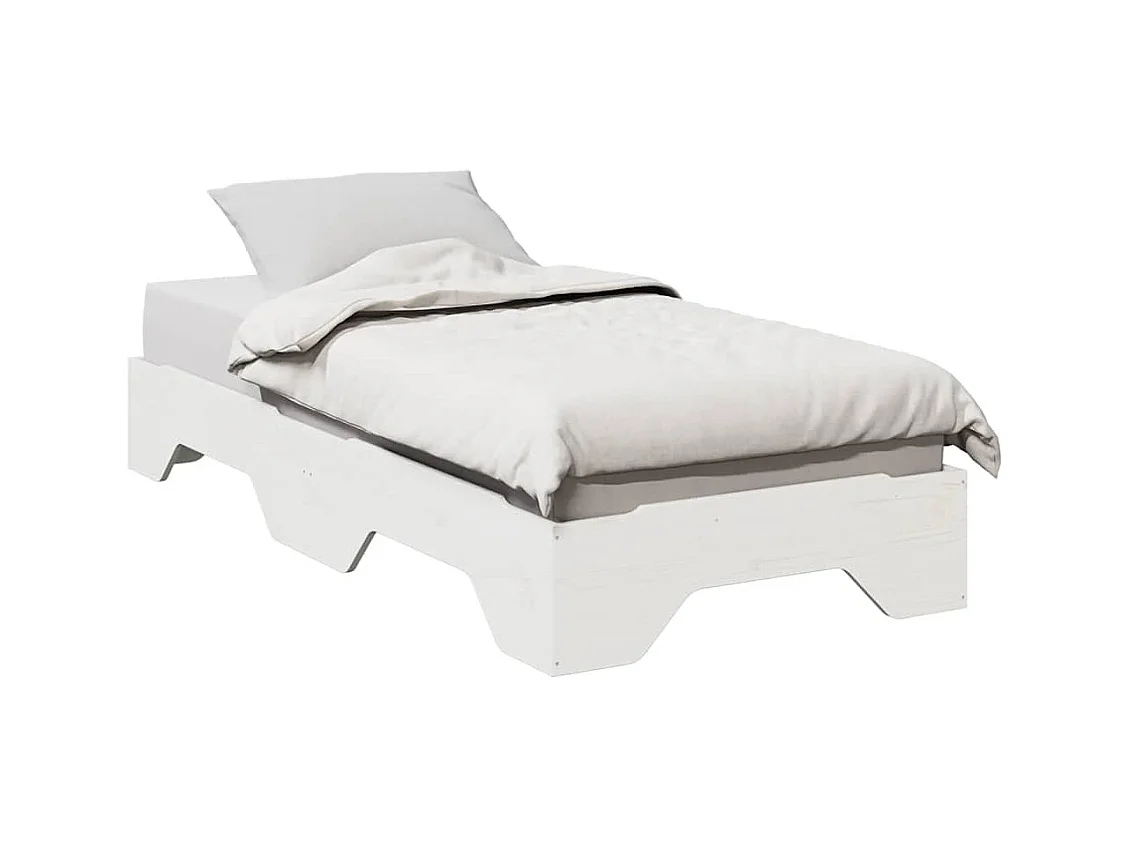 Bedframe zonder matras stapelbaar 75x190 cm massief hout wit