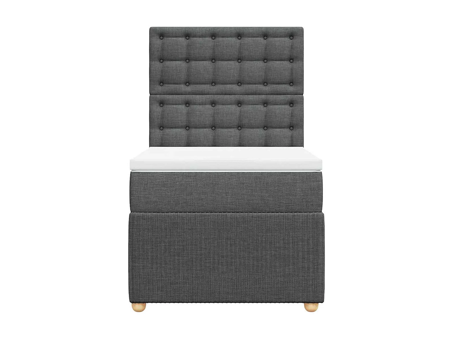 Cama box spring con colchón tela gris oscuro 80x200 cm