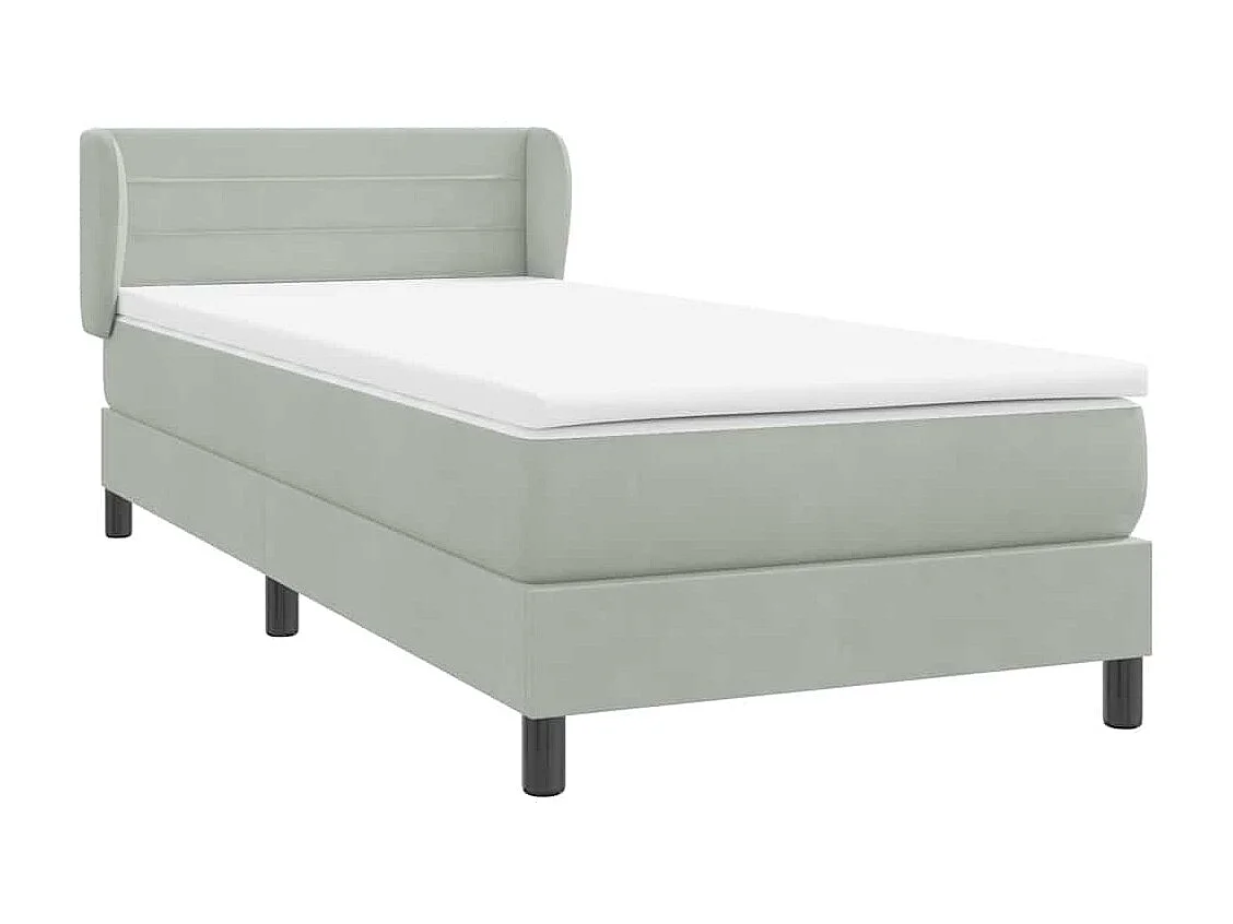Boxspringbett mit Matratze Hellgrau 80x220 cm Samt