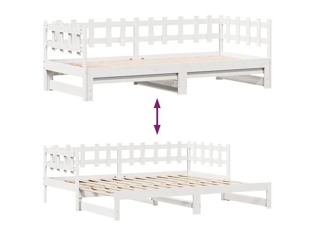 Sofá cama nido con cajones sin colchón blanco 80x200 cm