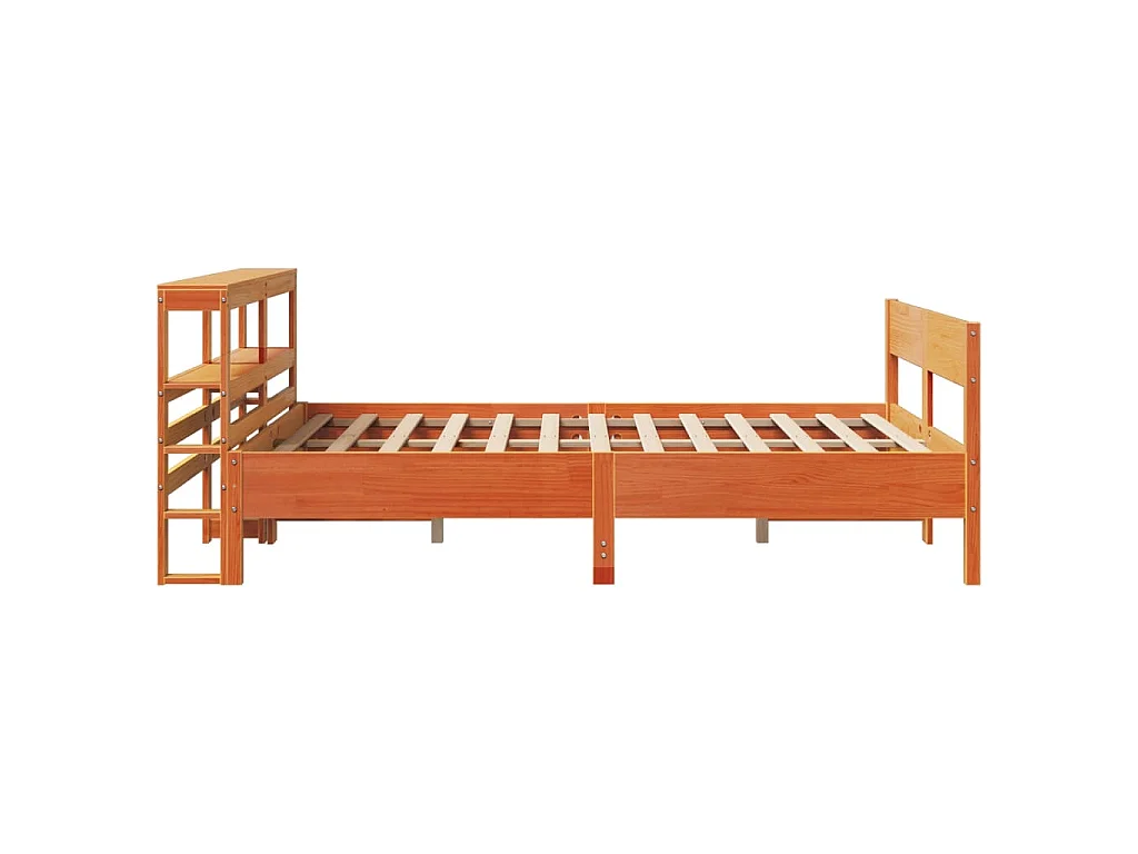 Cama sem colchão 135x190 cm madeira pinho maciça castanho-mel