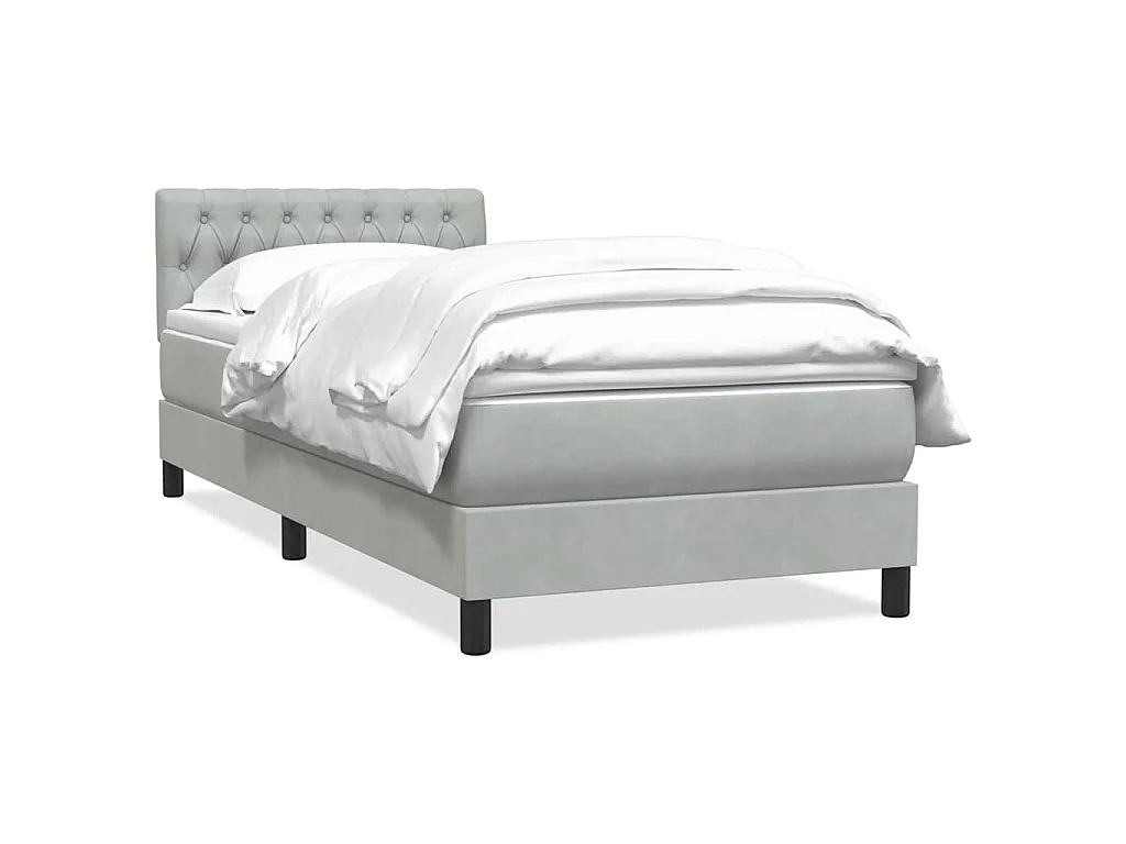 Boxspringbett mit Matratze Hellgrau 80x210 cm Samt
