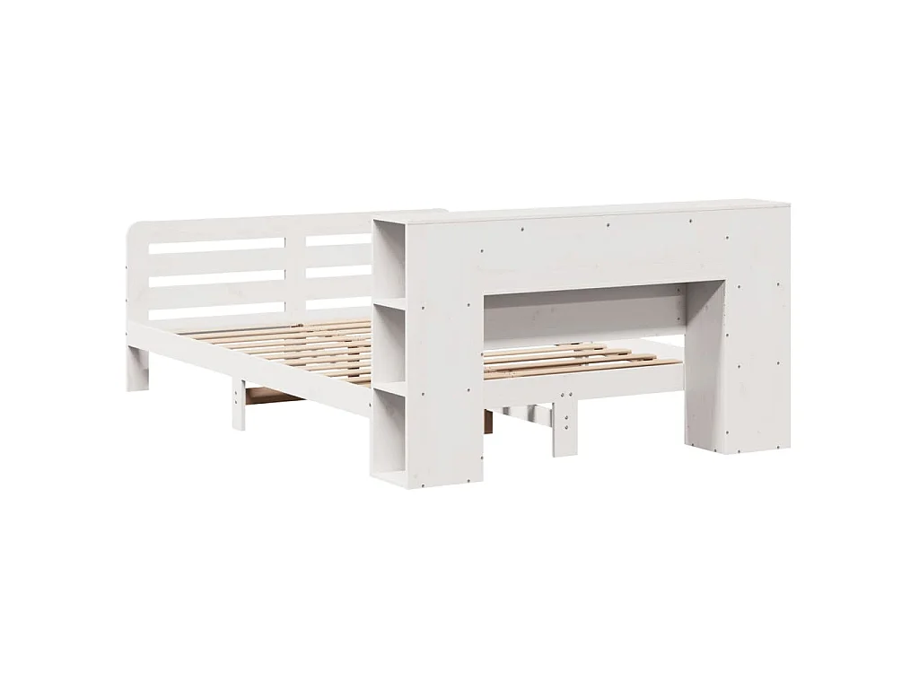 Cama sem colchão 135x190 cm madeira de pinho maciça branco