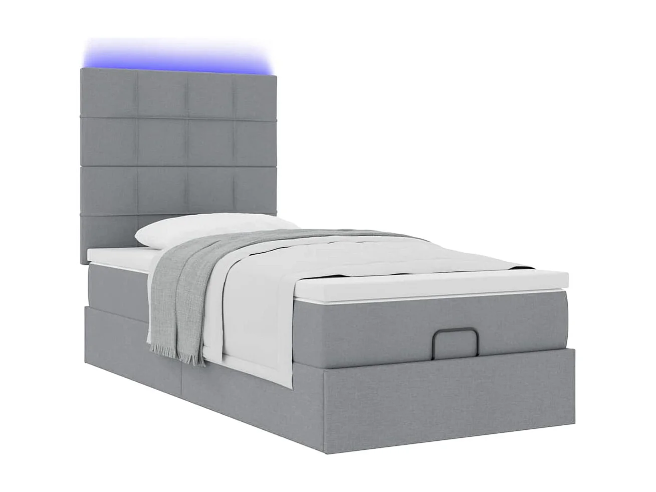 Pouf Letto con Materasso e LED Grigio Chiaro 80x200cm Tessuto