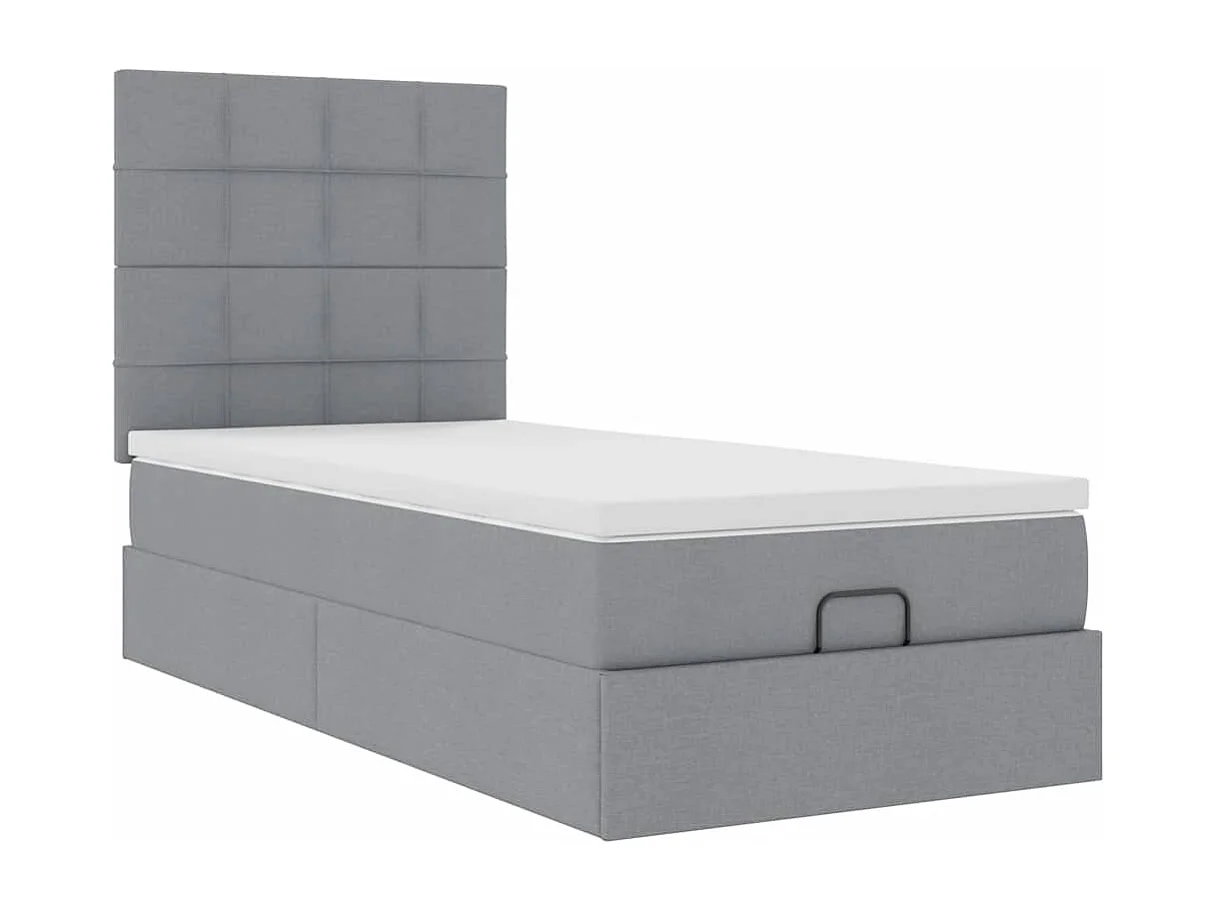 Pouf Letto con Materasso e LED Grigio Chiaro 80x200cm Tessuto